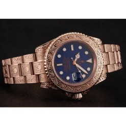 Swiss Rolex Submariner Skull Limited Edition Blue Dial Rose Gold Case And Bracelet 1454085