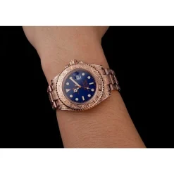 Swiss Rolex Submariner Skull Limited Edition Blue Dial Rose Gold Case And Bracelet 1454085