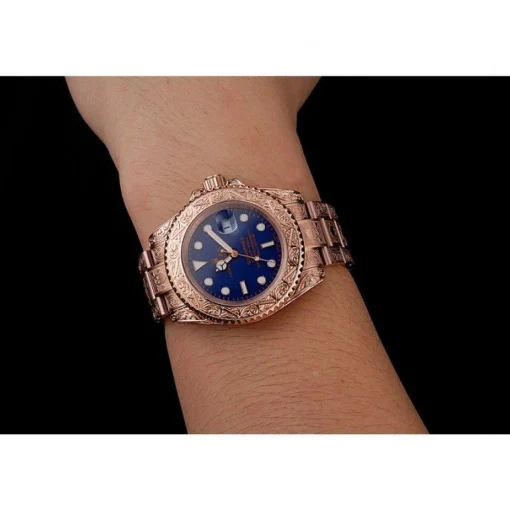 Swiss Rolex Submariner Skull Limited Edition Blue Dial Rose Gold Case And Bracelet 1454085